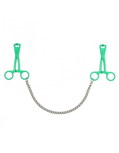 Pinzas Pezones con Cadena Verde