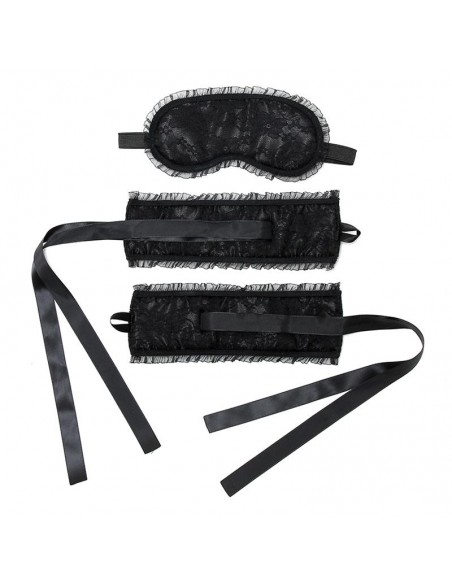 Rimba Bondage Play Esposas y Mascara Estilo Burlesque Color Negro