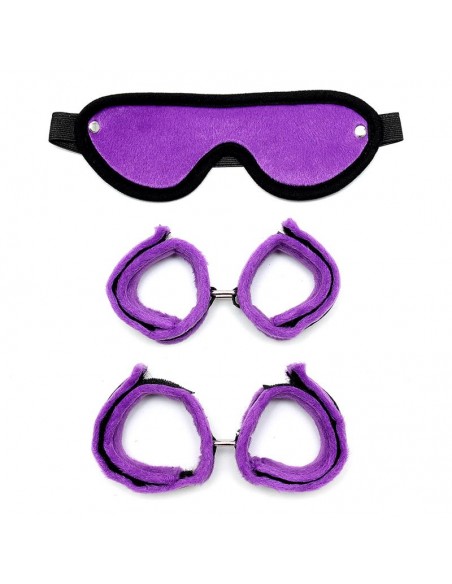 Rimba Bondage Play Set de Esposas para Tobillo y Munecas Color Purpura
