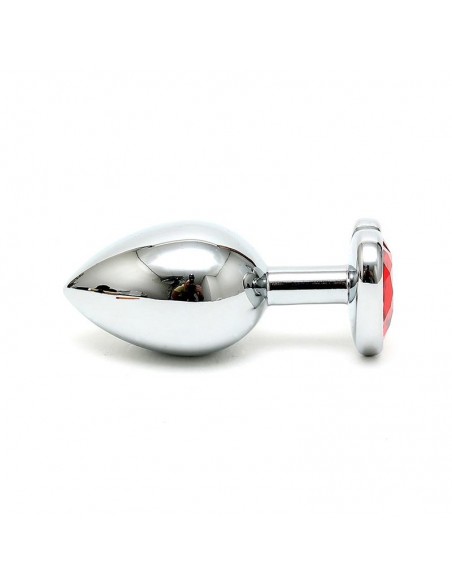 Plug Anal Acero Inox Cristal Corazon Rojo