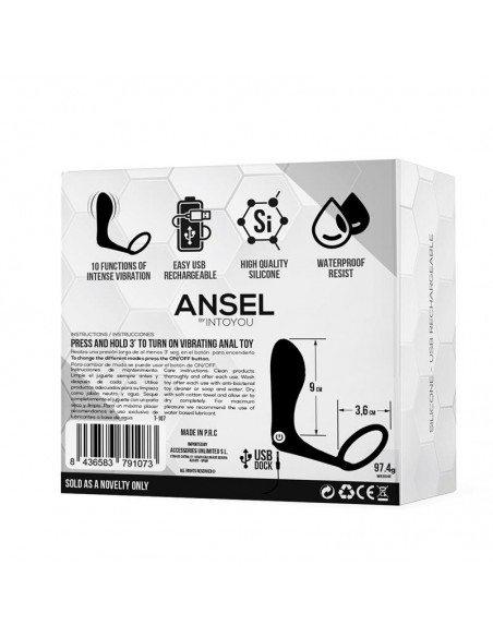 Ansel Plug Anal con Vibracion y Anillo USB Silicona
