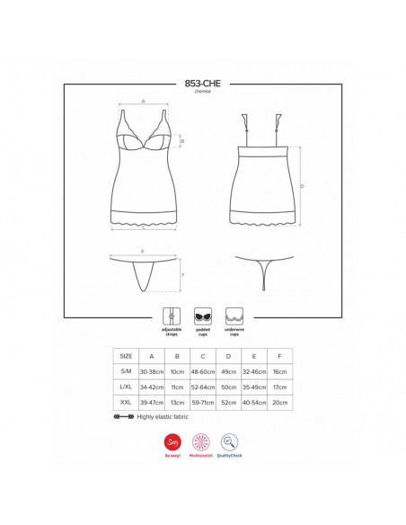 853 CHE 2 Chemise y Tanga Color Blanco
