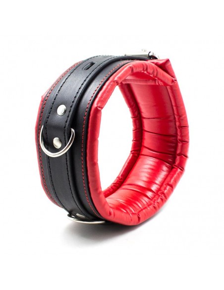 Collar con Correa de Metal e Interior Acolchado Negro Rojo