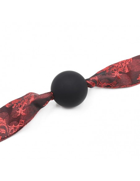 Mordaza de Bola Lisa Silicona Negro Rojo