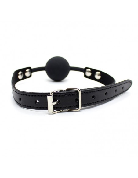 Mordaza de Bola Lisa de Silicona 4 cm Ajustable Negro