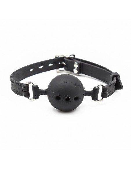 Mordaza de Bola Transpirable de Silicona 45 cm Talla M Negro