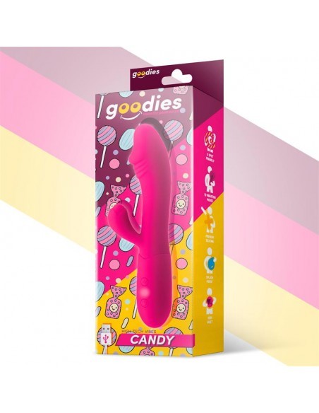 Candy Vibrador con Conejito Punto G USB Silicona Fucshia