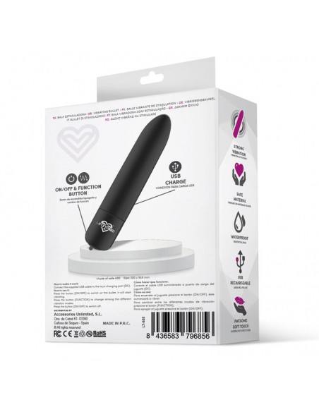 Shoty Bala Vibradora USB 10 Velocidades Potente Motor Negro