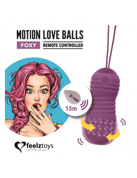 Huevo Vibrador Motion Love Balls con Control Remoto Foxy Purpura