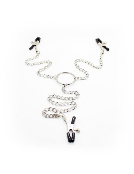 Pinzas para Pezones y Clitoris con Cadena Metal