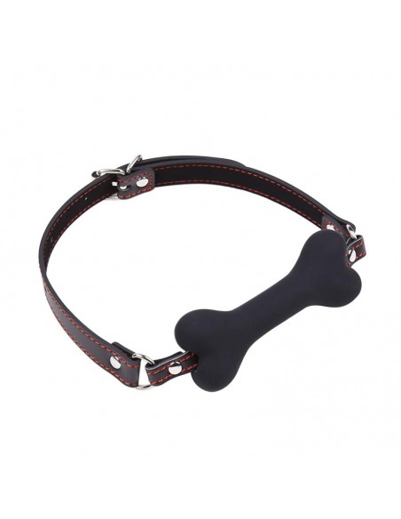Mordaza Forma de Hueso Silicona 12 cm Negro