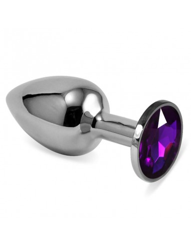 Plug Anal Plateado Rosebud Classic con Joya Purpura Talla S