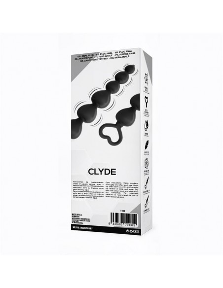 Clyde Plug Anal con Bolas con Aro de Facil Extraccion Silicona Negro