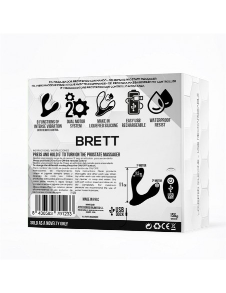 Brett Masajeador Prostatico Control Remoto USB Silicona Liquida