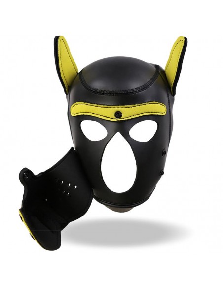 Hound Mascara de Perro Neopreno Hocico Extraible Negro Amarillo Talla unica