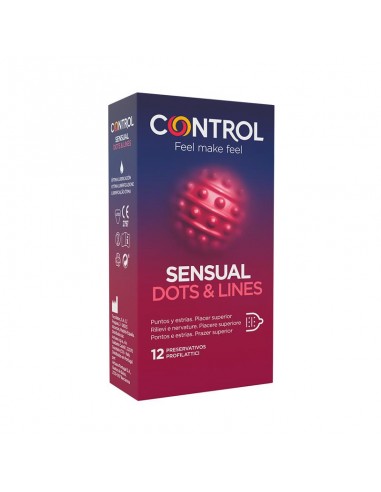 Preservativos con Estrias Sensual Dots and Lines 12 unidades