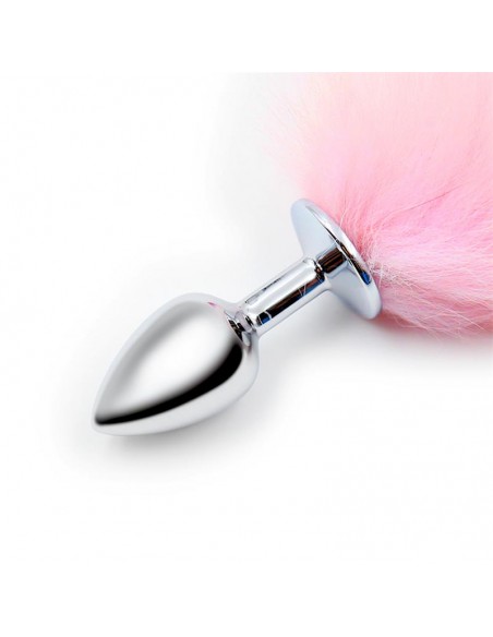 Plug Anal con Cola de Zorro Rosa y Blanca Talla S