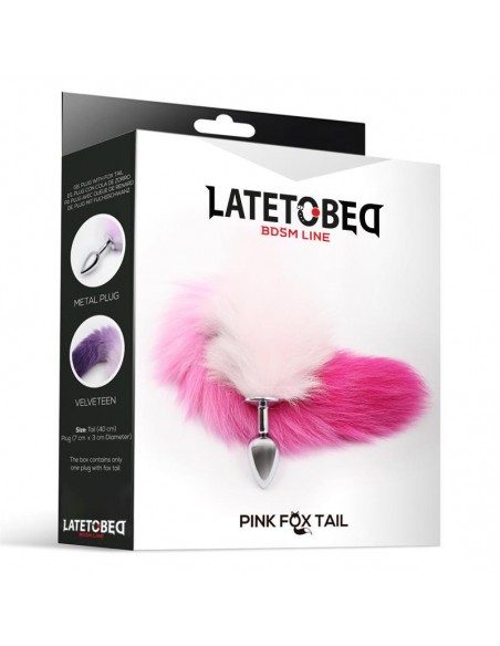 Plug Anal con Cola de Zorro Rosa y Blanca Talla S