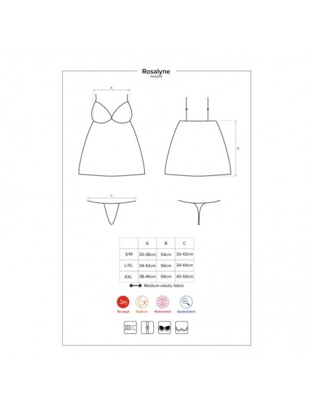 Rosalyne Babydoll y Tanga Rojo Talla S M
