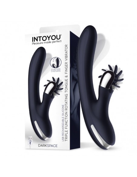 Darkspace Vibrador con Lenguas Rotadora y Movimiento Finger Azul