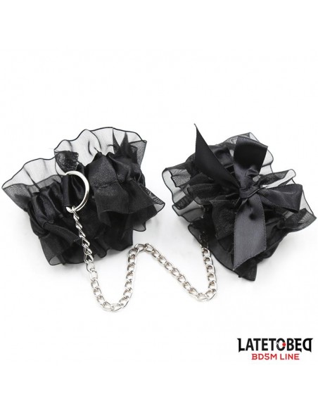 Set de 3 Piezas de Bondage Antifaz Esposas y Pezoneras