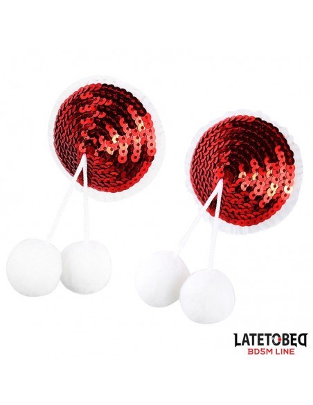 Pezoneras con Lentejuelas Rojas y Pompones Blancos