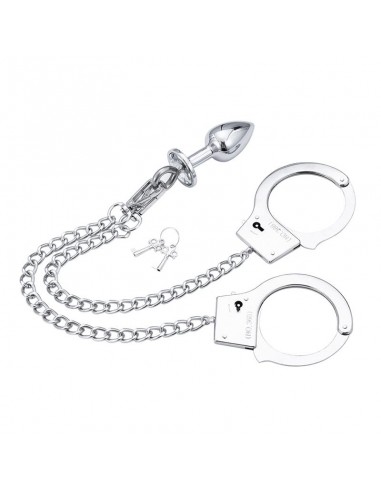 Esposas de Metal con Cadena y Plug Anal