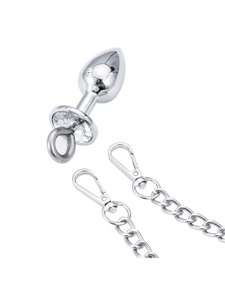 Esposas de Metal con Cadena y Plug Anal