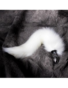 Plug Anal Metal con Cola de Zorro Sedoso 40 cm Blanco 2