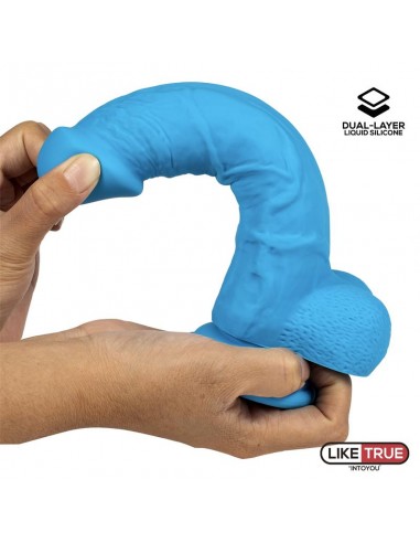 Dildo Realista Silicona Liquida Dual Layer 8 Azul