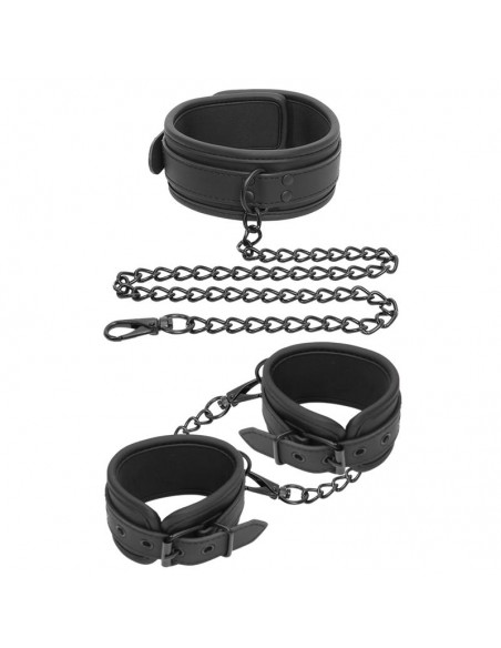 Set de Collar y Esposas para Munecas Cuero Vegano