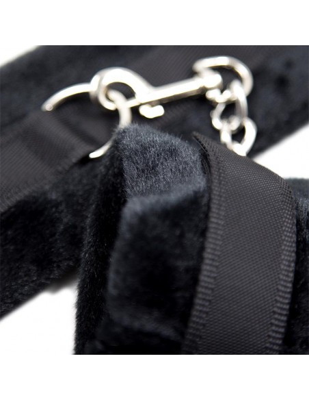 Esposas de Tela con Velcro para Munecas con Pelo Largo Negro
