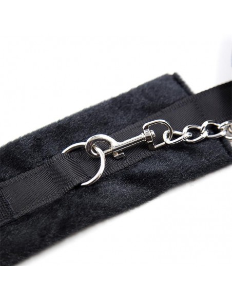 Esposas de Tela con Velcro para Munecas con Pelo Largo Negro