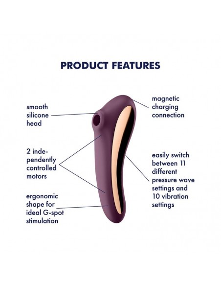 Dual Kiss Succionador y Vibrador 2 en 1 Rojo Vino