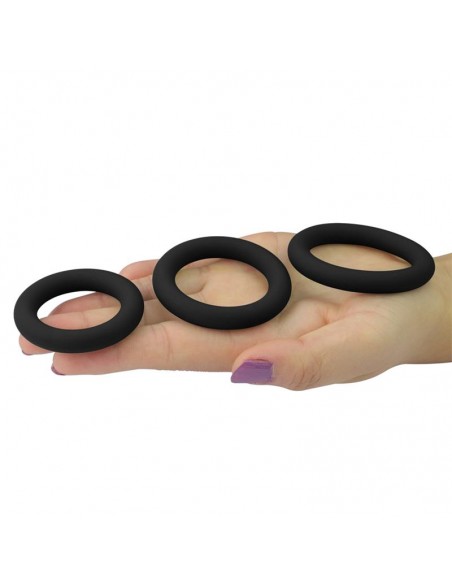 Pack de 3 Anillos para el Pene Power Plus Negro