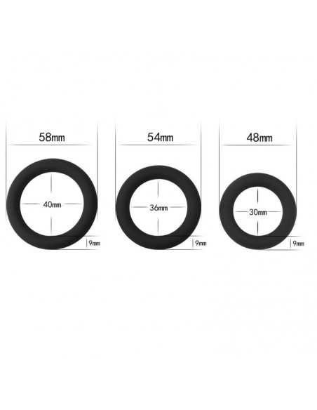 Pack de 3 Anillos para el Pene Power Plus Negro