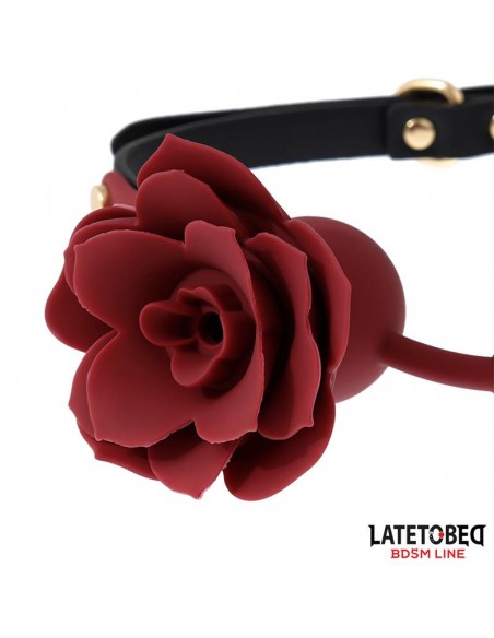 Mordaza Bola Silicona Transpitable Adorno Rosa Ajustable 47 56 cm
