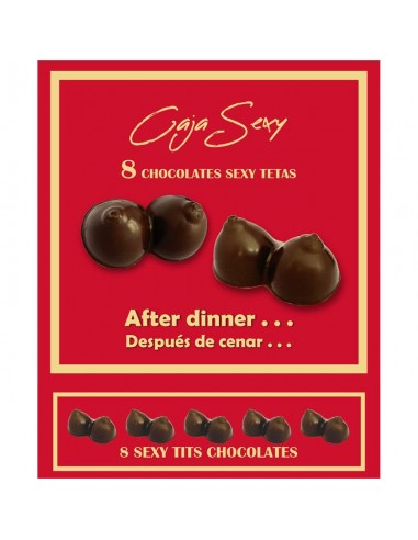 Caja Roja Sexy Forma de Teta Chocolate Negro 8 unidades