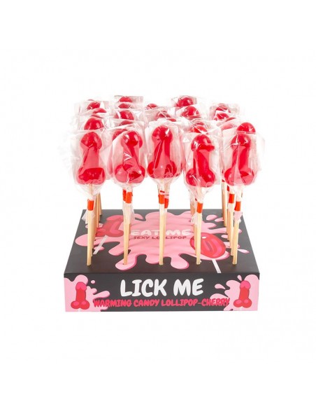 Display Piruleta Pene Cereza Efecto Calor Picante 40pcs