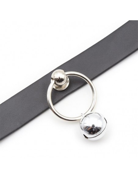 Collar con Aro y Cascabel Negro