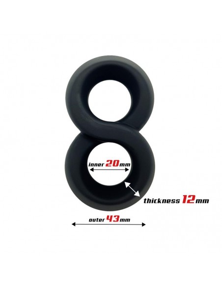 Anillo Doble para el Pene 100 Silicona Liquida 2 cm Negro