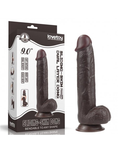Dildo con Piel Retractil 9 Negro