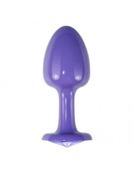 Plug Anal de Metal Purpura Rosebud con Joya Azul