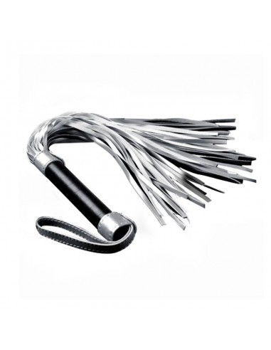 Flogger Cuero Sintetico Plateado y Negro