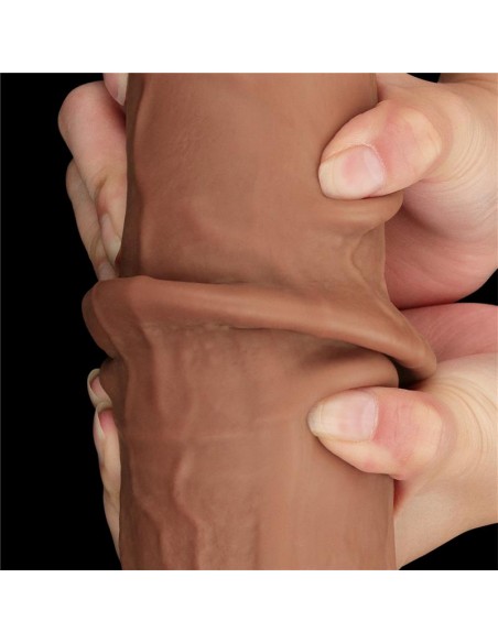 Dildo Dual Density Piel Deslizante Retractil 135