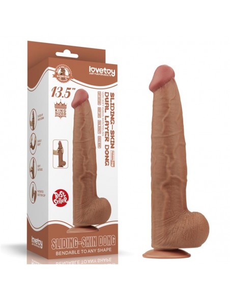 Dildo Dual Density Piel Deslizante Retractil 135