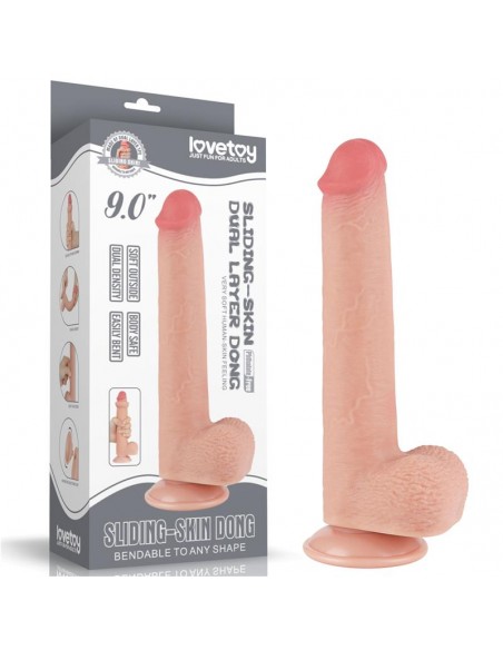Dildo Dual Density Piel Deslizante Retractil 9