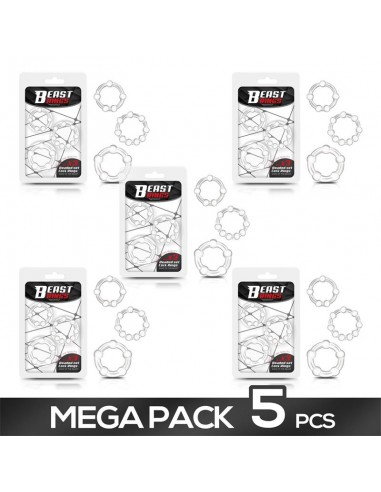 Pack de 5 Set 3 Anillos para el Pene Beaded Flexible Transparente
