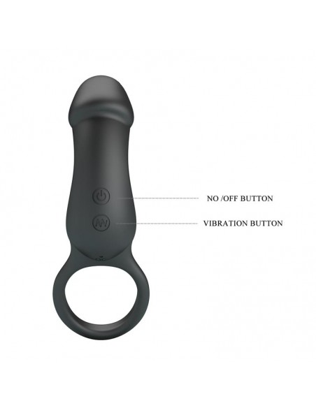 Trae Anillo Vibrador Silicona USB Negro