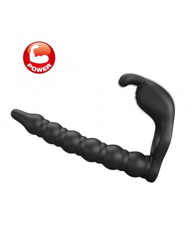 Blackney Anillo Vibrador con Plug Silicona Negro